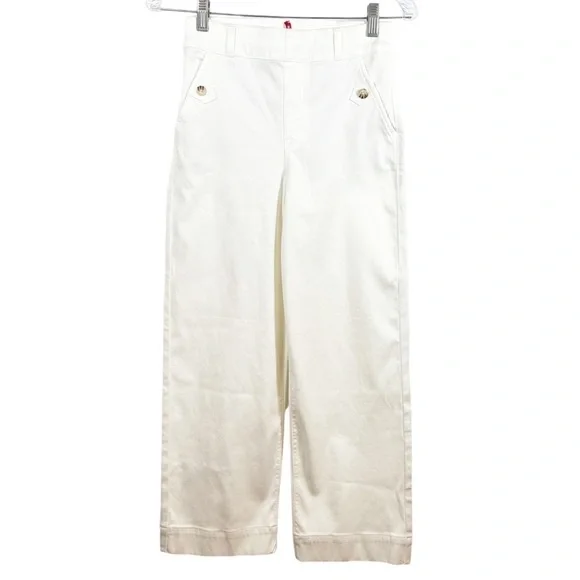 Spanx women’s Stretch Twill Wide Leg Pants size S cropped white - Picture 2 of 10